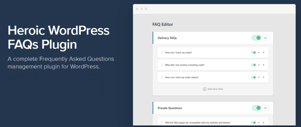 9. Heroic WordPress FAQs Plugin
