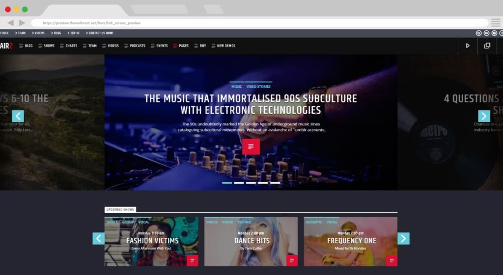 9. Onair2 Radio Station WordPress Theme With Non Stop Music Player BoomDevs