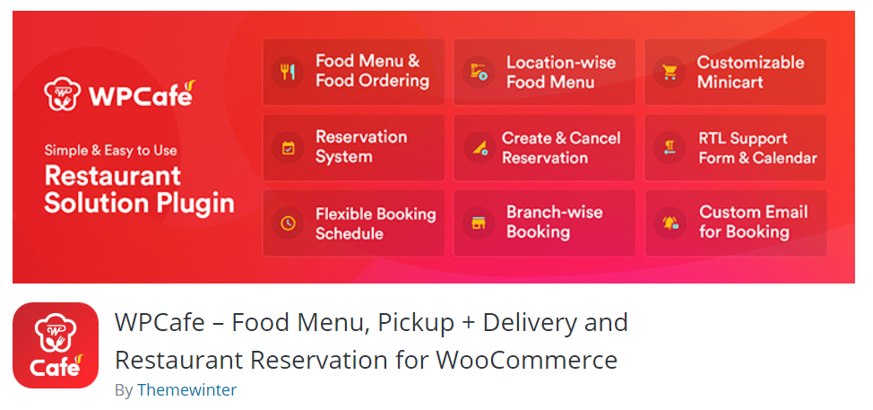 WPCafe – Food Menu, Pickup + Delivery and Restaurant Reservation for WooCommerce