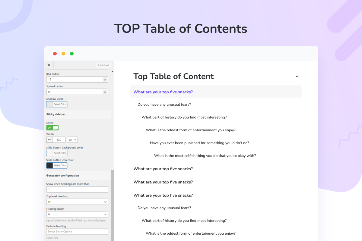 WordPress table of content 10