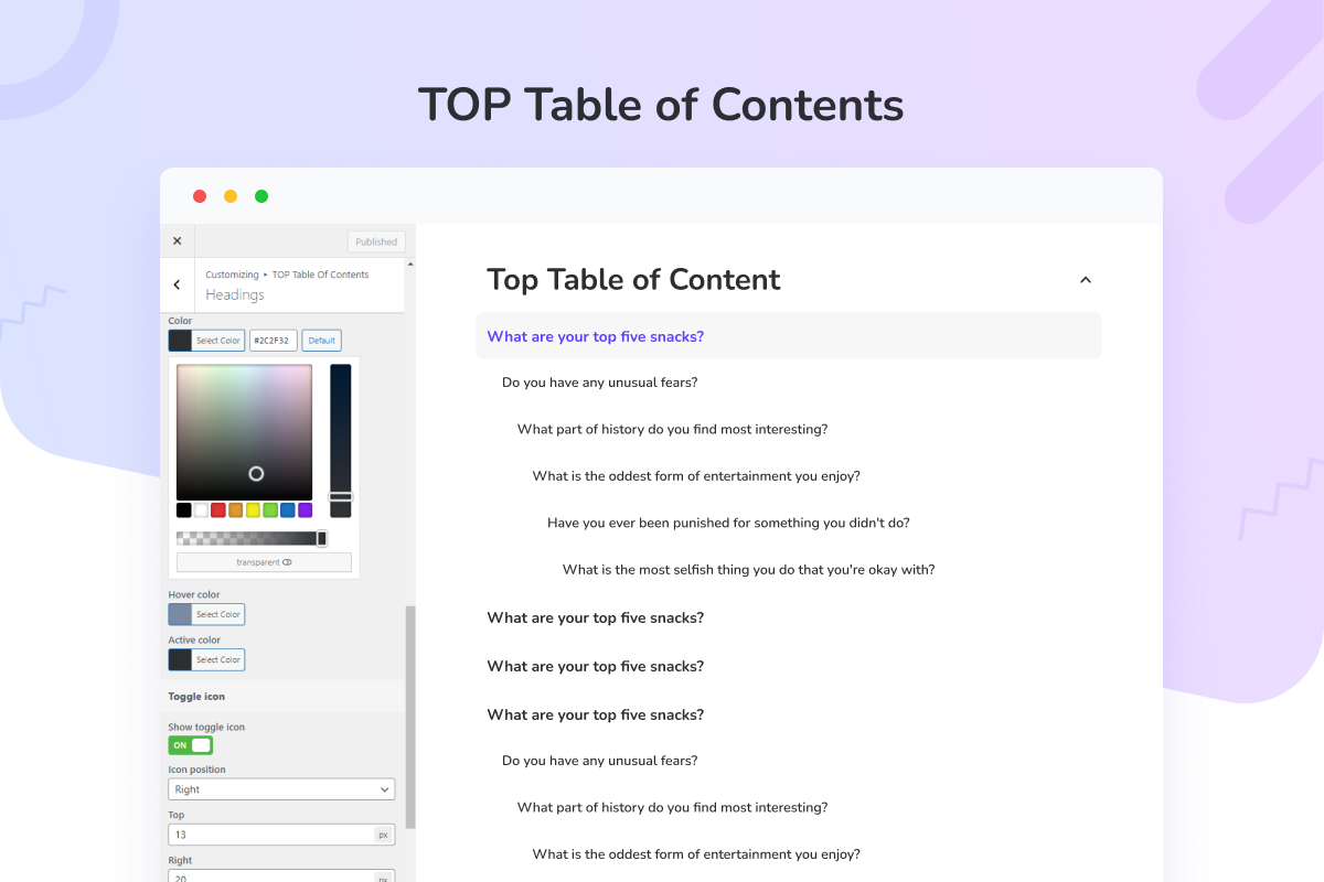WordPress table of content 11