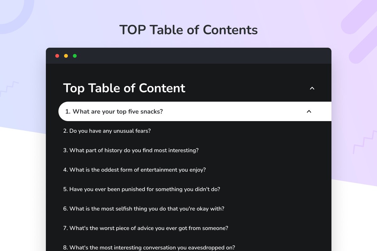 table of content 7