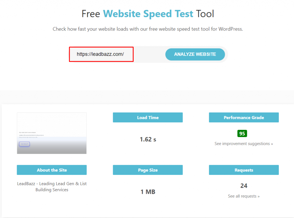 website speed test