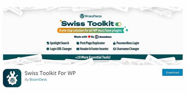 Swisstoolkit (Admin Menu Search for WordPress)