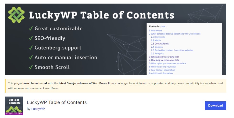 luckey wp table of contents BoomDevs