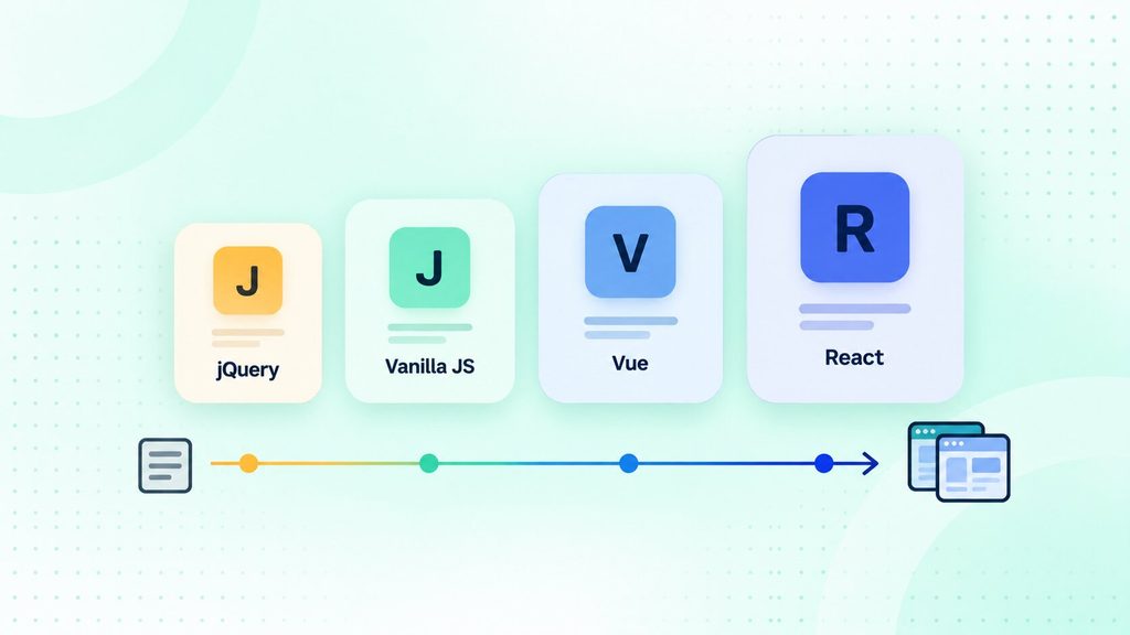 Is jQuery dead for new projects? Comparing jQuery, vanilla JavaScript, Vue, and React