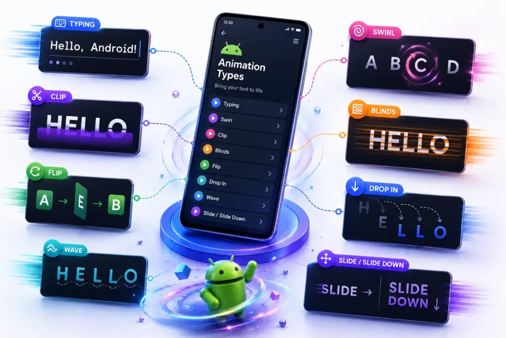 Dynamic visual progression of Android platform generations from API level 34 to API level 37 with Android 16 highlighted for 2026 development