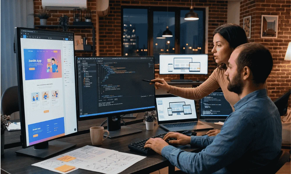 UX designer creating website wireframes and planning user experience