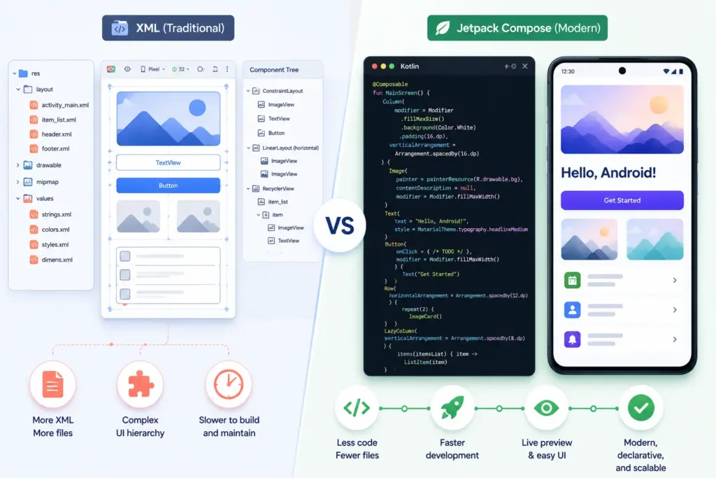 AI assistant helping an Android developer with code completion, error explanations, test generation, and emulator testing inside Android Studio