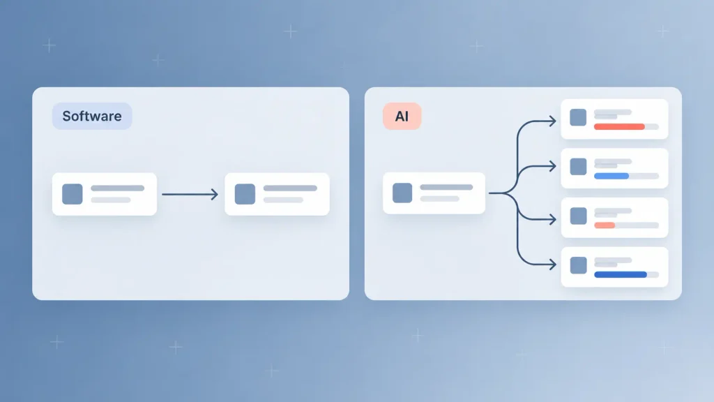 How the AI product development process differs from traditional software in output behavior