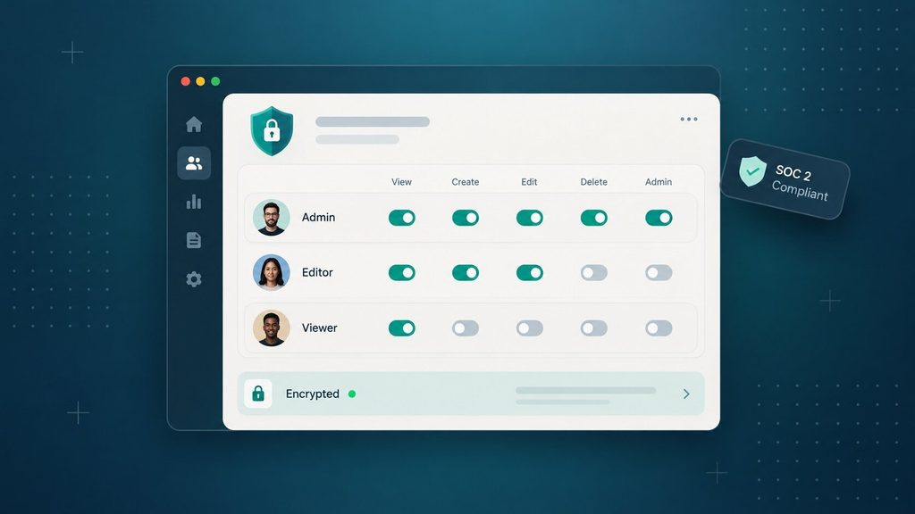 Role-based access control and encryption in a custom web application built for business security