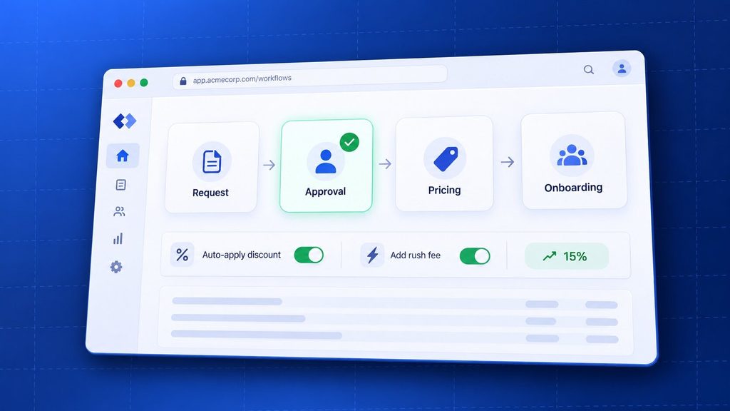 Benefits of custom web applications for automating approval chains, pricing rules and client onboarding