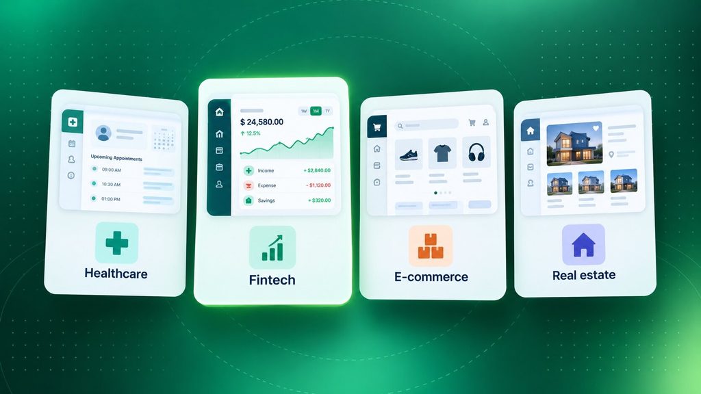 Healthcare, fintech, e-commerce and real estate industries benefiting from custom web applications
