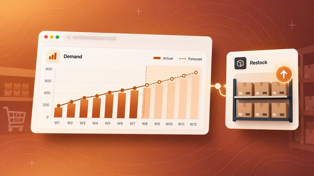 Store-level demand forecast chart from predictive analytics for business guiding retail restock decisions