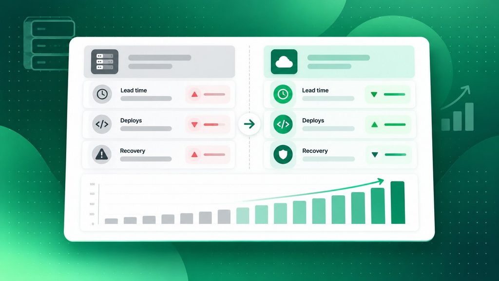 Before and after metrics showing results of a software modernization strategy