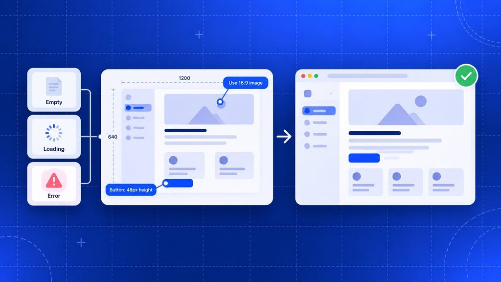 UI/UX consulting challenges solved through annotated design handoff carrying empty, loading=