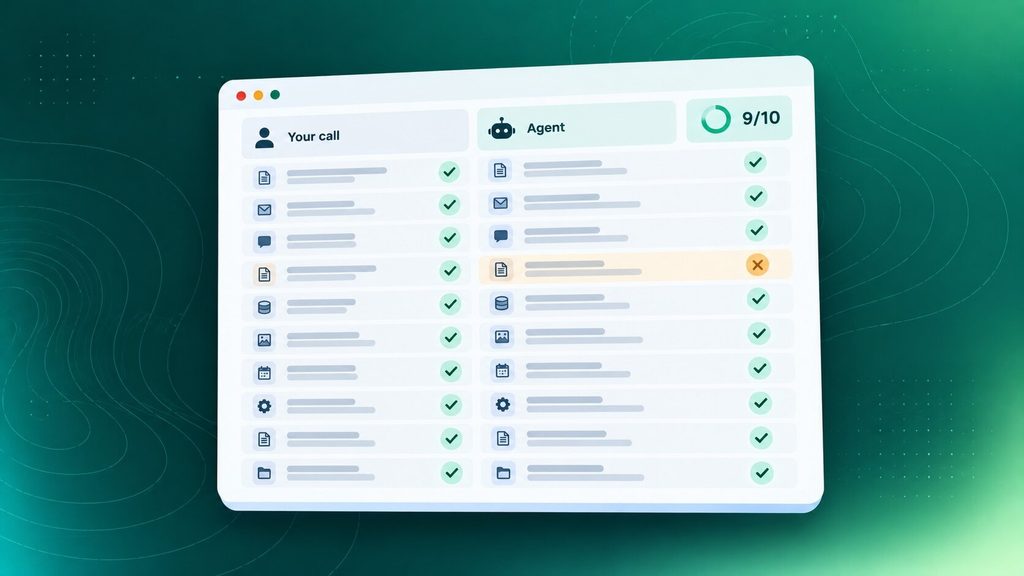 A test results panel comparing an AI agent's outputs against real past examples, the testing stage in how to build your first AI agent