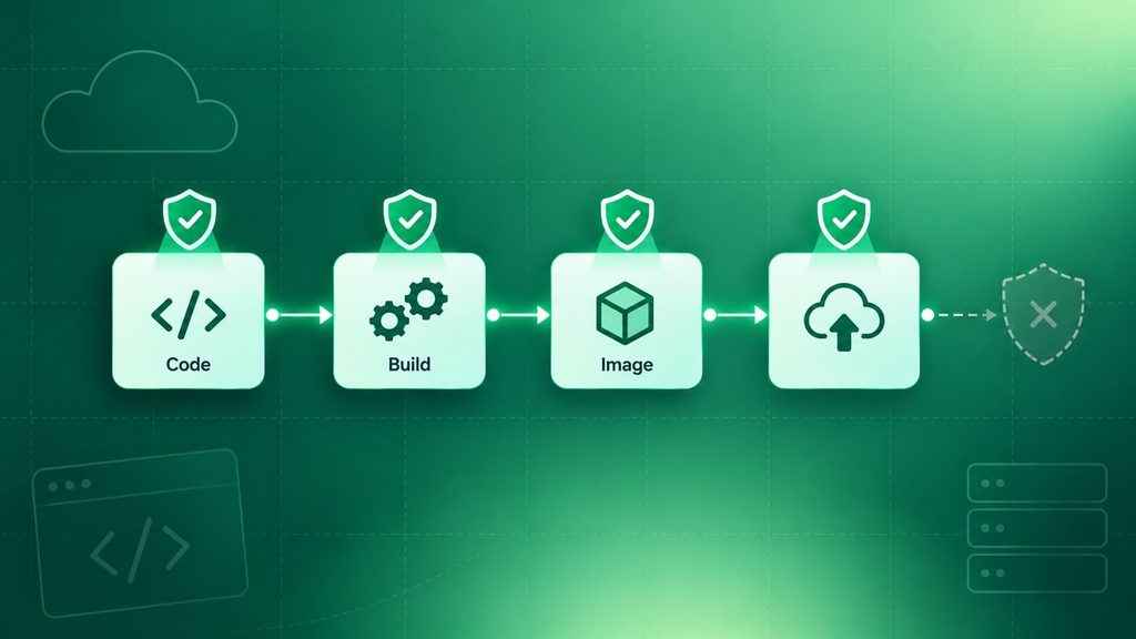 Shift-left security scanning, a cloud development best practice, built into every pipeline stage instead of one pre-release checkpoint