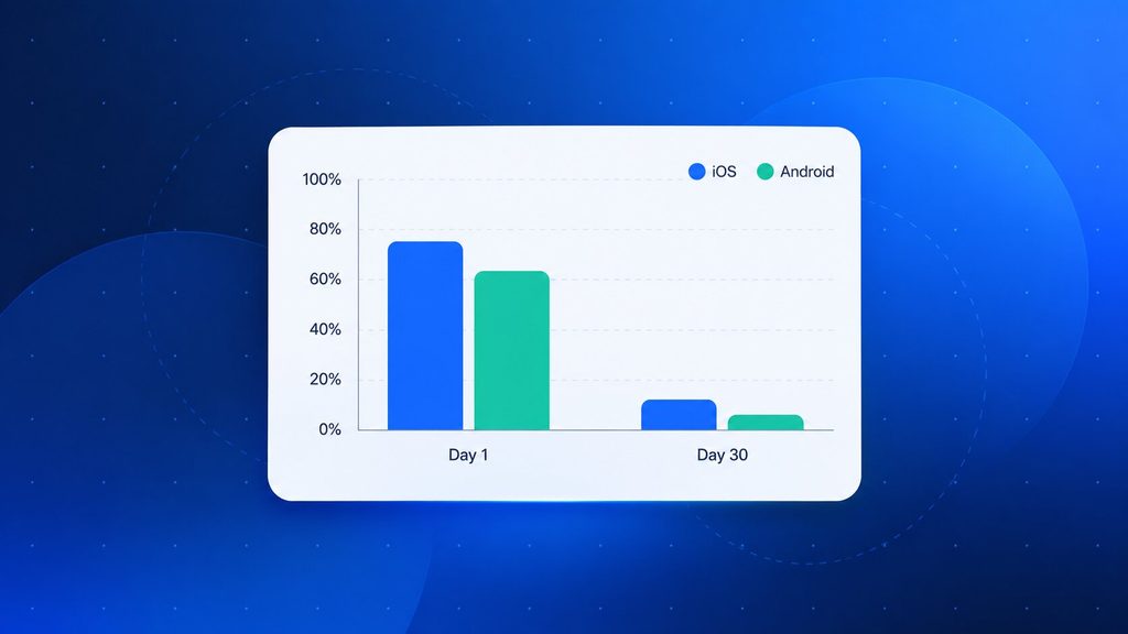 User drop-off funnel showing why mobile apps fail between install and Day 30
