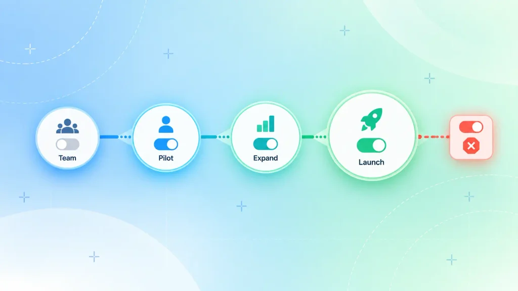 Staged feature flag rollout, the final step in how to add AI features to an existing SaaS