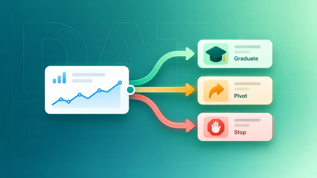 AI MVP decision paths to graduate, pivot, or stop based on usage data