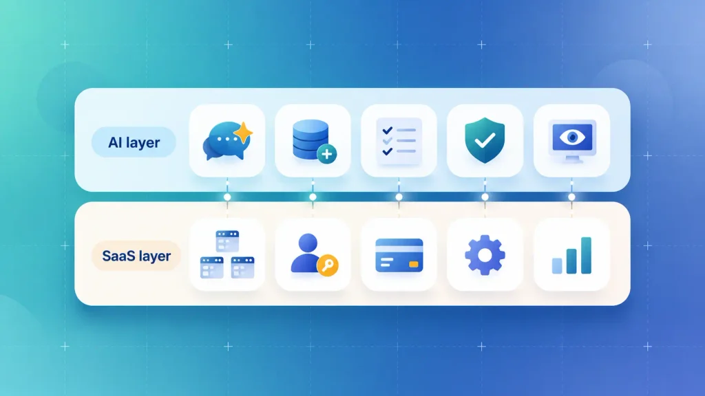 AI SaaS development cost split between the SaaS layer and the AI layer components
