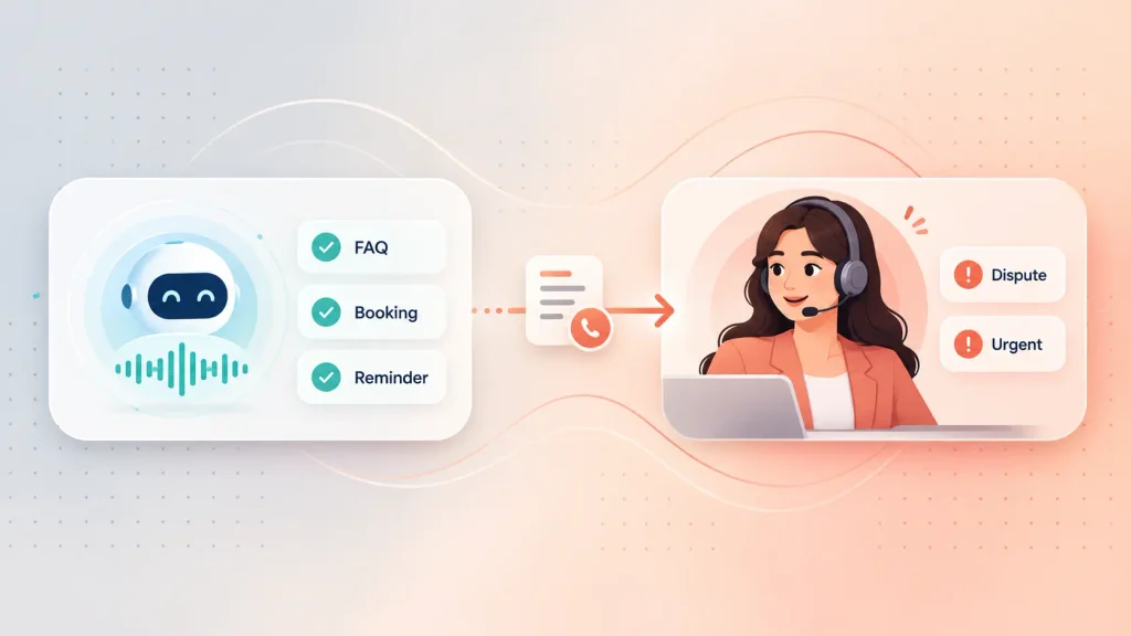 AI voice agent handling routine calls and passing complex calls to a human agent