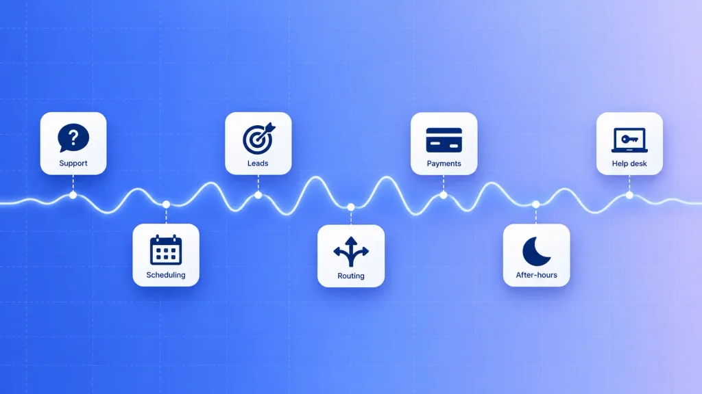 Seven common AI voice agent use cases, from customer support to internal help desk