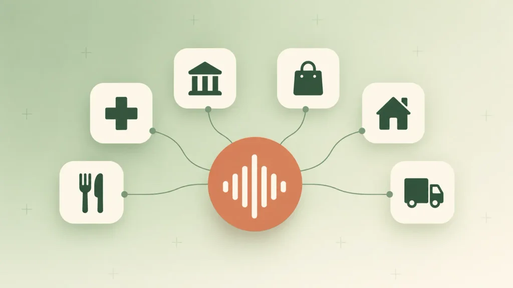 AI voice agent use cases across healthcare, banking, retail, real estate, and restaurants