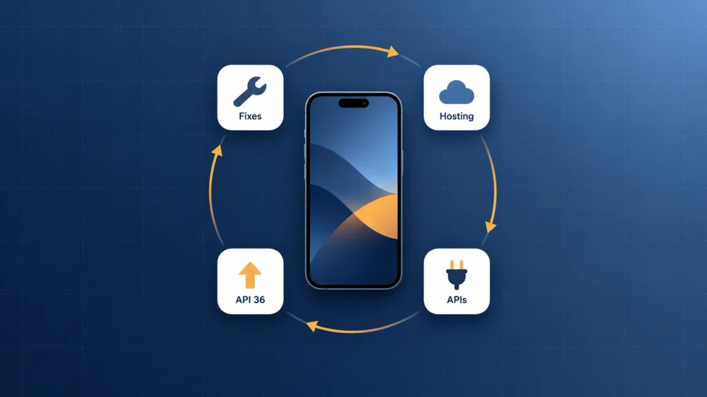 Yearly upkeep that adds to Android app development cost, from hosting to API updates