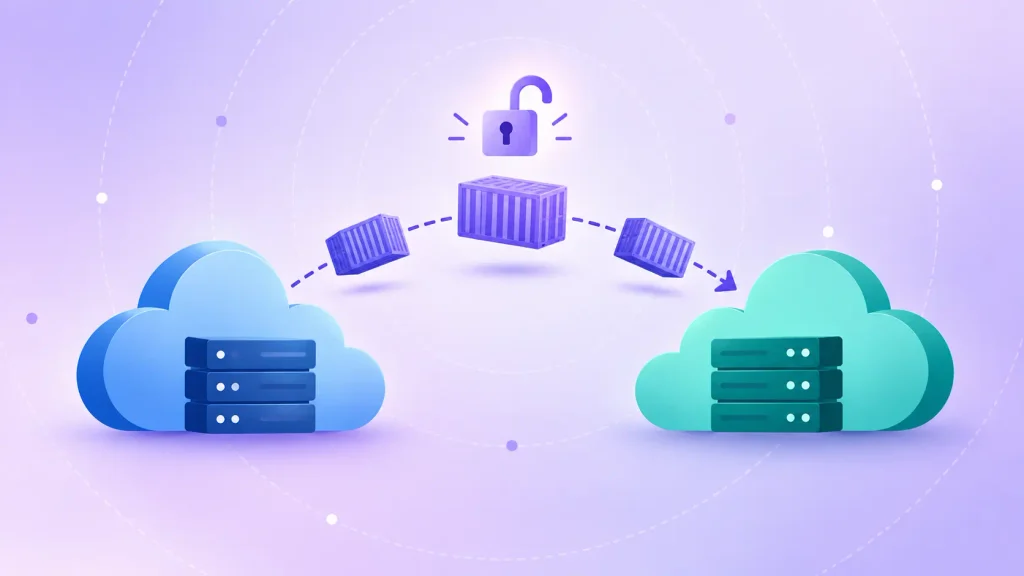 Avoiding cloud lock-in by moving portable containers between two different cloud platforms