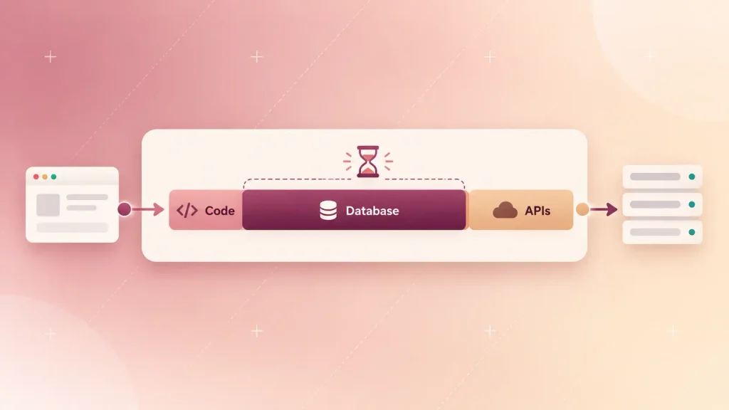 A web request where the backend mostly waits on the database and external APIs