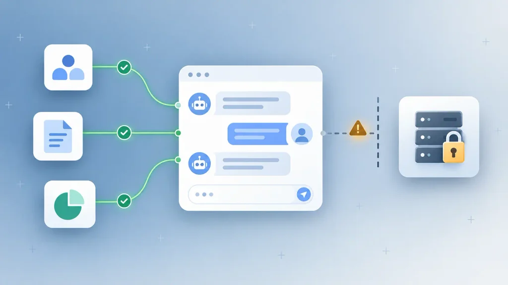 Chatbot builder widget connecting to popular tools but blocked from a proprietary internal system