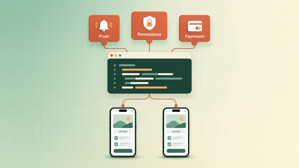 Cross-platform codebase that still needs native modules for push, permissions, and payments