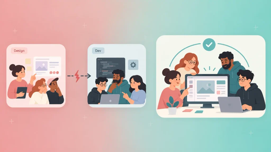 Design-only studio handoff compared with one combined design and development team