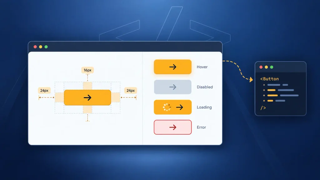 Developer handoff specs and component states, the final step of the UI/UX design process for startups