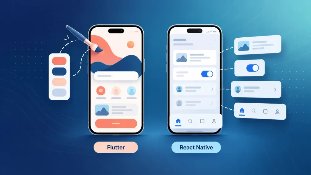 Flutter drawing a custom interface beside React Native rendering platform components