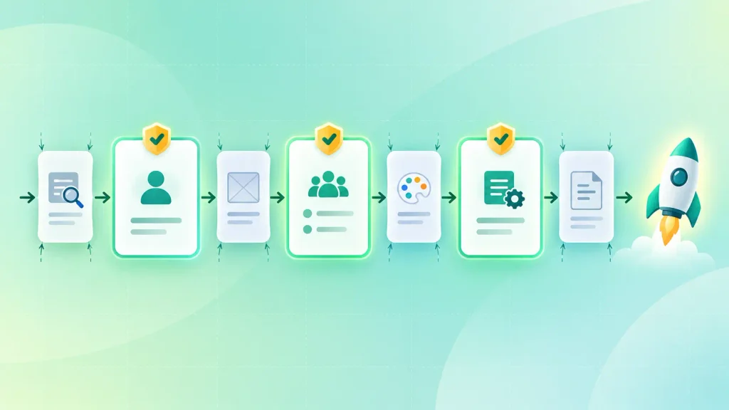 Lean MVP UX process, showing which design steps to compress and which never to skip