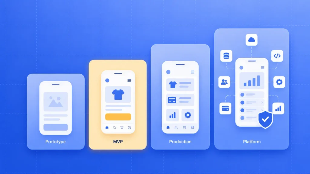 Four budget bands showing how mobile app development cost rises with app complexity