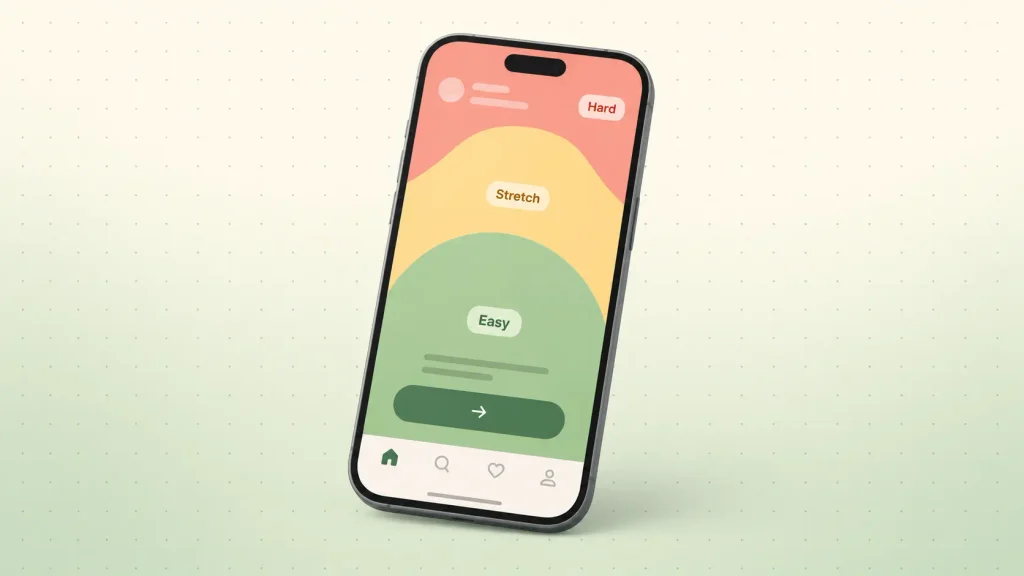 Thumb zone map on a smartphone screen, a core part of mobile UI/UX best practices