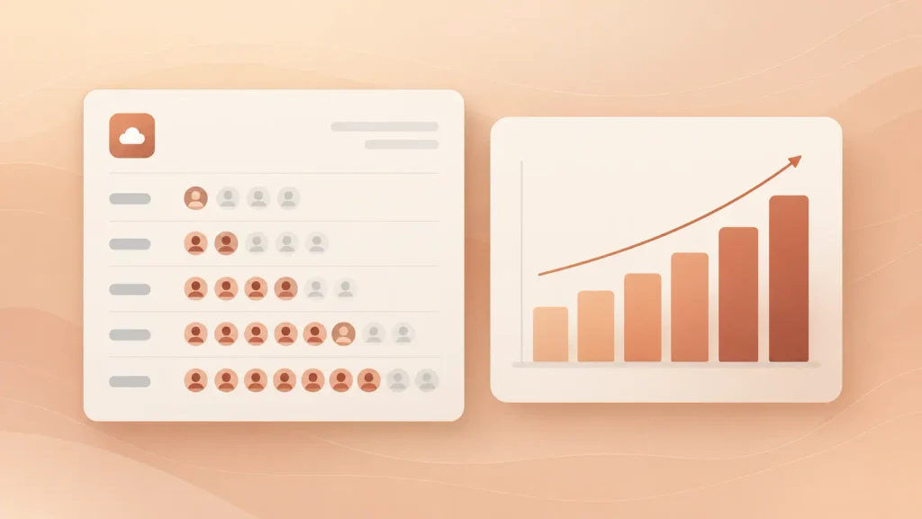 SaaS invoice and rising bar chart showing off-the-shelf per-seat pricing growth over time