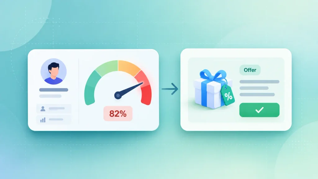 Predictive vs prescriptive, two types of data analytics, comparing a risk score to an action.