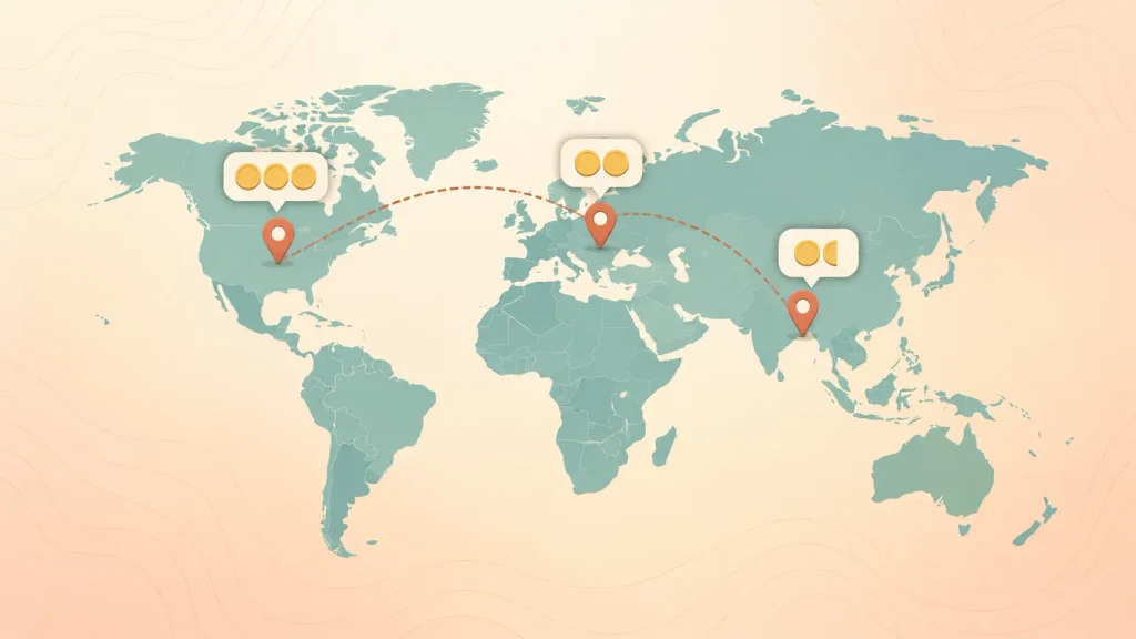 World map comparing SaaS MVP developer hourly rates across the US, Eastern Europe, and India