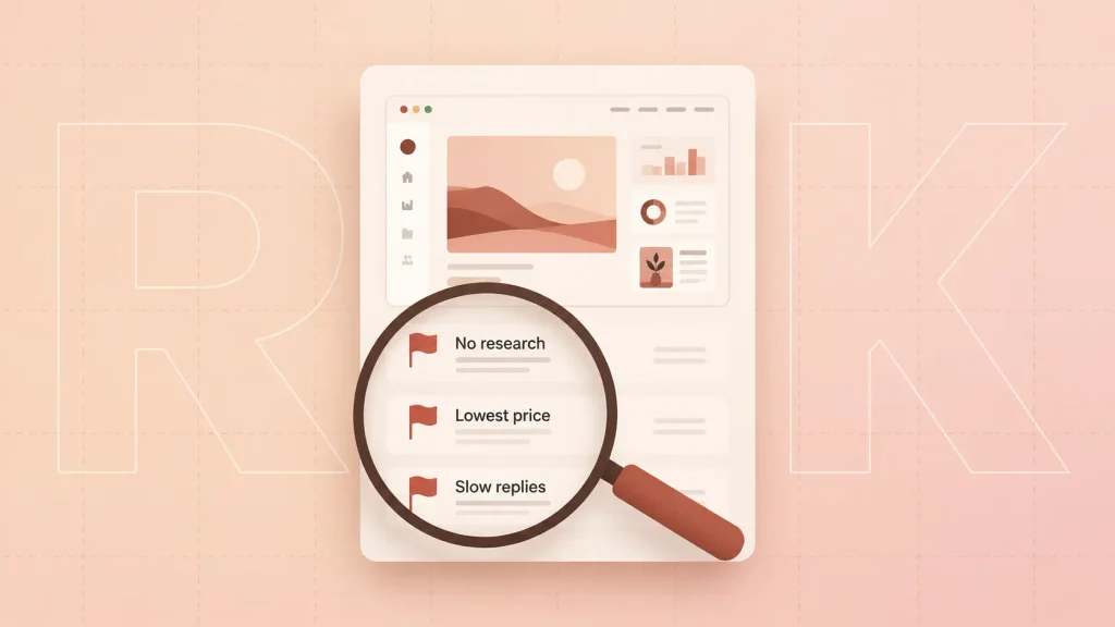 Red flags to watch for when hiring a UI/UX design agency, flagged on a proposal