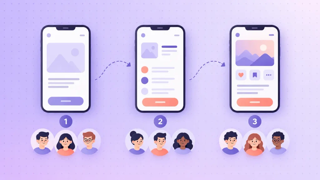 Several small usability testing rounds on app prototypes with a few users each