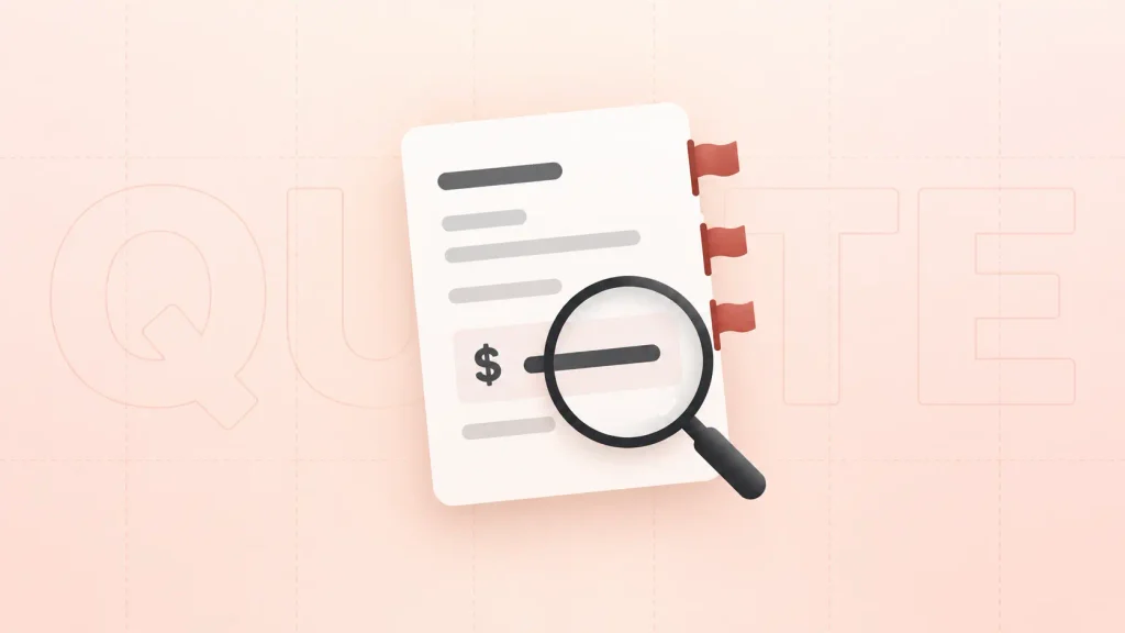 Web app development quote document marked with red flags beside missing cost details